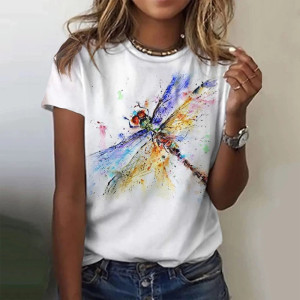 T-shirt libéllule avec impression grandes libéllules aux couleurs vives