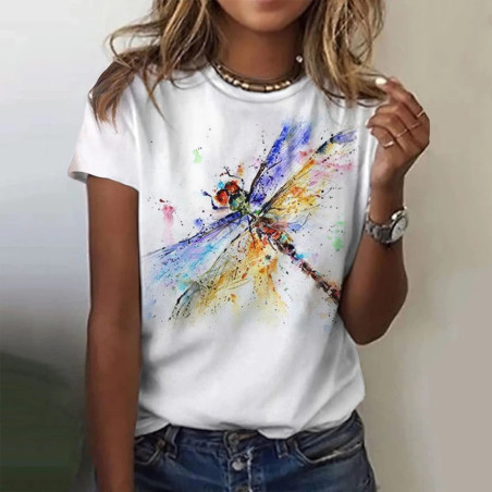 T-shirt libéllule avec impression grandes libéllules aux couleurs vives