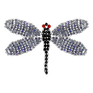 Détails Patch à coudre libéllule en sequins noirs tissé à la main - 10.1cm x 6cm