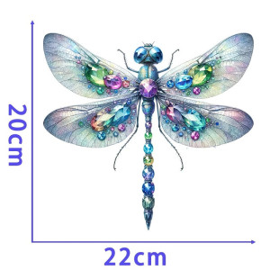 Dimensions Patch libéllule en pierres précieuses multicolores - Thermocollant - 22cm x 20cm