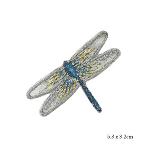 Dimensions Patches  libéllule à coudre - 5.3cm x 3.2cm - couleur Gris