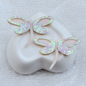 Patches libéllule Thermocollants en feutre - 3.3cm x 4cm - Lot de 10 pièces couleur Blanc