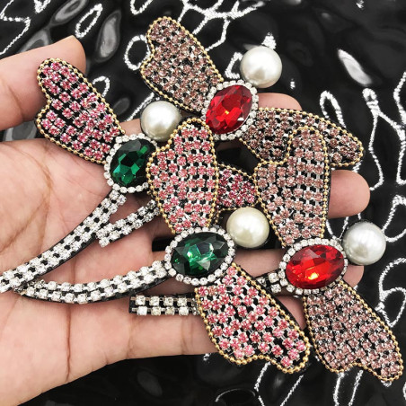 Portée Patches libéllule à coudre avec perle et strass - 2 couleurs au choix