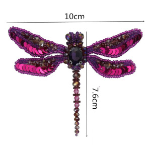 Dimensions Patch à coudre libellule en strass violets - 8.1cm x 6.4cm