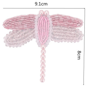 Dimensions Patch à coudre libellule en strass roses - 9.1cm x 8cm