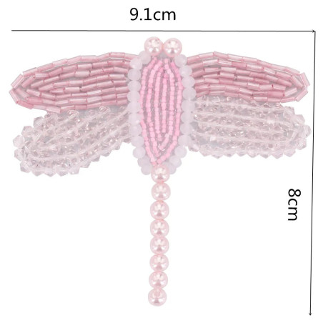 Dimensions Patch à coudre libellule en strass roses - 9.1cm x 8cm