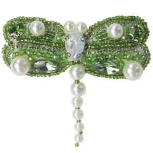 Patch à coudre libellule en strass vert clair - 7.3cm x 6.2cm
