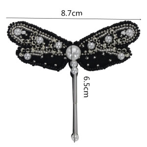 Dimensions Patch à coudre libellule en strass noirs - 8.7cm x 6.5cm