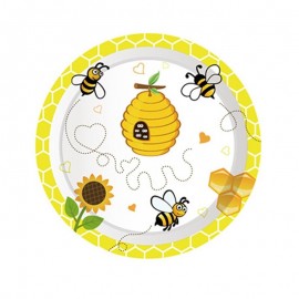 Platos de Cartón Abeja para Fiesta de Cumpleaños | 8 uds.