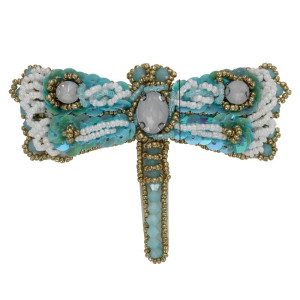 Patch à coudre libellule en strass bleu ciel - 9cm x 6.8cm