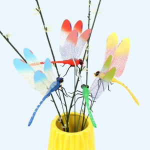 Vue générale Autocollant Mural Libellules Colorées en 3D Couleurs Assorties - 14cm - Lot de 5 pièces