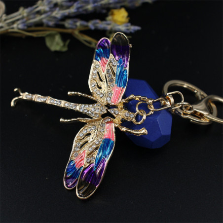 Vue générale Porte-clés Libéllule Multicolore avec Strass