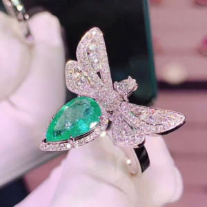 Détails Bague Libéllule en Argent Sterling 925 avec Strass étincelants