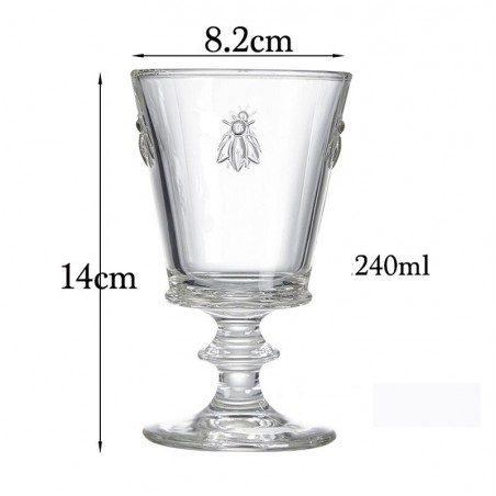 Copa de Vino con Abeja en Relieve | Vidrio Resistente 240 ml