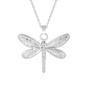 Collier Pendentif Libellule Métamorphose Lumineuse couleur Argent