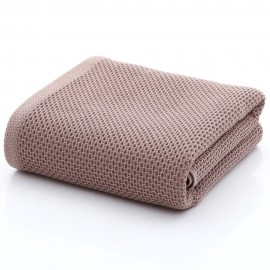 Serviette de bain en nid d'abeille - marron