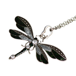 Collier Pendentif Libellule Aurore Flamboyante couleur Noir