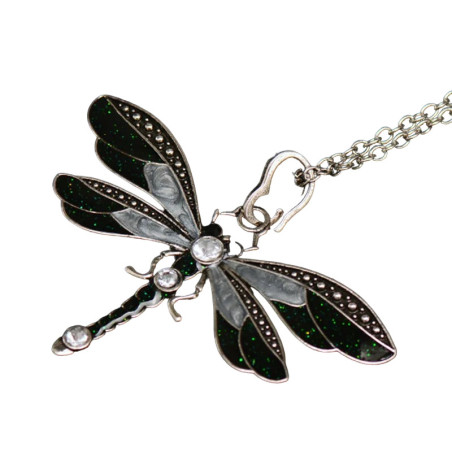 Collier Pendentif Libellule Aurore Flamboyante couleur Noir