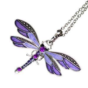Collier Pendentif Libellule Aurore Flamboyante couleur Violet