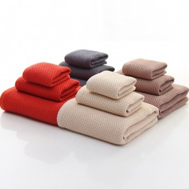 Ensemble de serviettes fines en coton nid d'abeille - Lot de 3 pièces