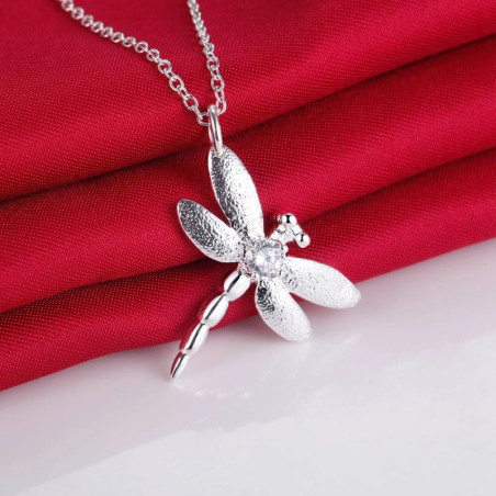 Vue générale de l'Ensemble collier et boucles d'oreilles libéllule en Argent Sterling 925