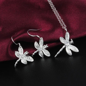 Ensemble collier et boucles d'oreilles libéllule en Argent Sterling 925