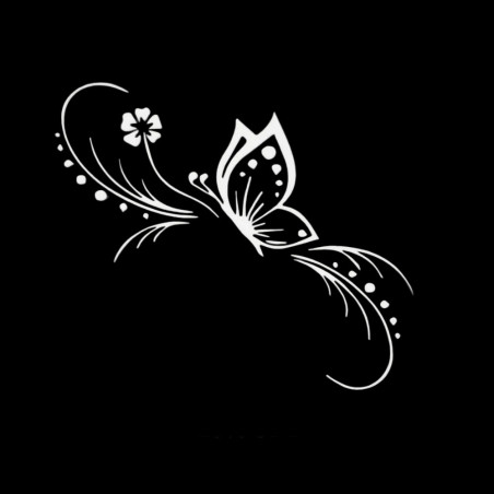 Sticker papillon en vinyle "Fleur de papillon Stylée" couleur blanc