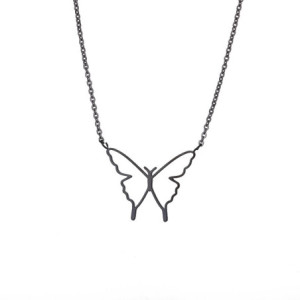 Collier Pendentif Papillon Minimaliste Noir