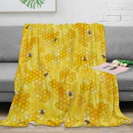 Couverture plaid chaud en microfibre à motif d'abeille - modele 1