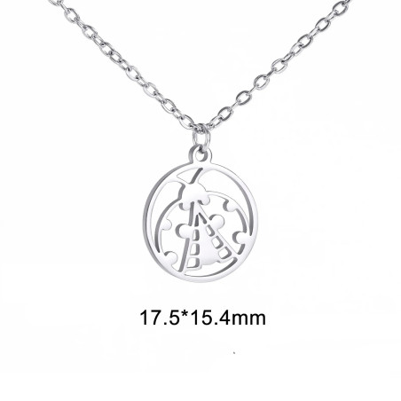 Dimensions Collier Pendentif Coccinelle Desing Minimaliste Couleur Argent