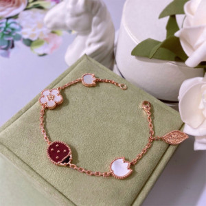 Vue de face Bracelet Coccinelle Douceur Floral - plaqué Or 18 Carats