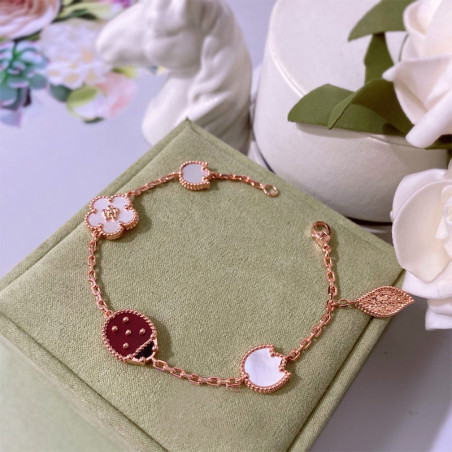 Vue de face Bracelet Coccinelle Douceur Floral - plaqué Or 18 Carats