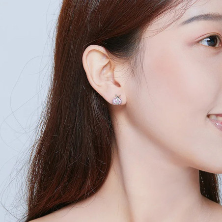 Vue Portée côté droit Boucles d'Oreilles Coccinelle en Argent Sterling 925