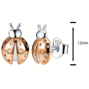 Dimensions Boucles d'Oreilles Coccinelle en Argent Sterling 925 Plaqué Or 18 Carats