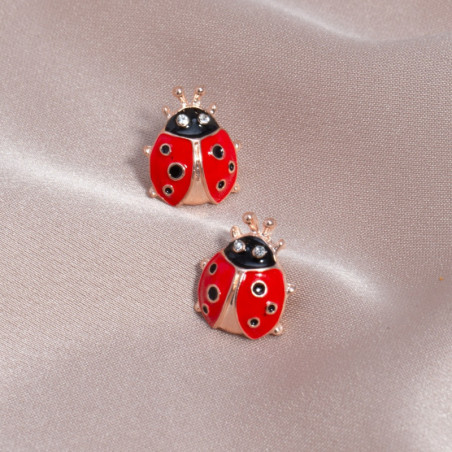Vue détaillée Boucles d'Oreilles Coccinelle en Alliage de Zinc