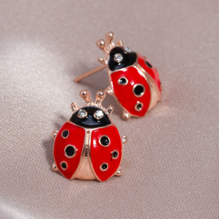 Vue générale Boucles d'Oreilles Coccinelle en Alliage de Zinc