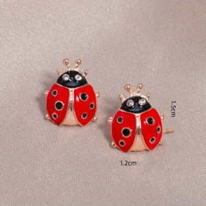 Dimensions Boucles d'Oreilles Coccinelle en Alliage de Zinc