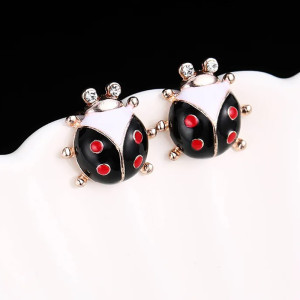 Boucles d'Oreilles Coccinelles Noires