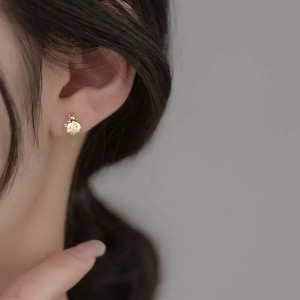 Vue Portée Boucles d'Oreilles Coccinelle Dorée  en Argent Sterling 925