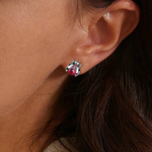 Vue Portée Boucles d'oreilles Coccinelle 'Princesse Rosée'