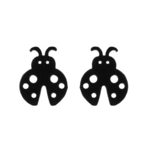 Boucles d'Oreilles Coccinelle Couleur Noir