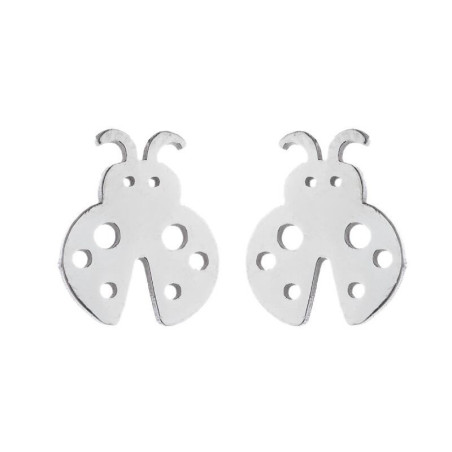 Détails des Boucles d'Oreilles Coccinelle Couleur Argent