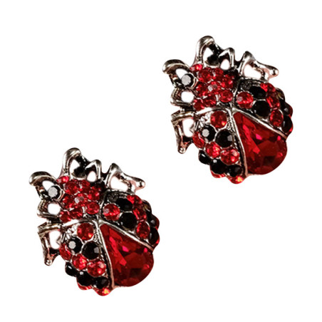 Vue de face Broche Coccinelle en Strass "Rubis de Minuit"