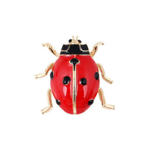 Vue générale Broche Coccinelle Rouge Brillante