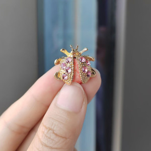 Broche Coccinelle Strass couleur Rose