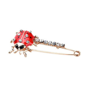 Avant Broche Coccinelle Rouge en émail sur épingle