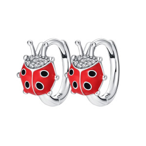 Boucles d'Oreilles Coccinelle Créoles en Argent Sterling 925