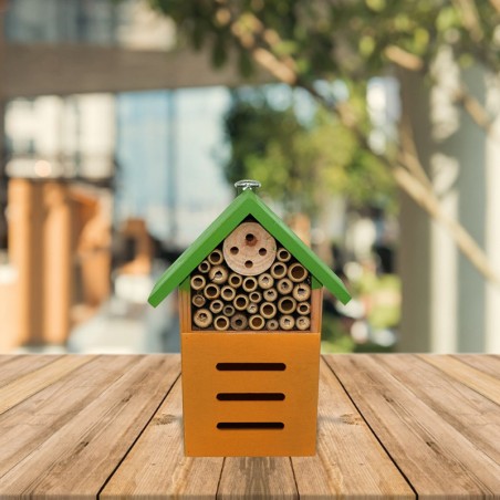 Casa para Abejas de Madera Verde | Hotel de Insectos Original