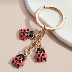 Porte-clés Coccinelle Perles de Rosée Couleur Rose