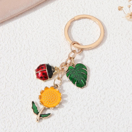 Vue générale Porte-clés Coccinelle "Jardin au Tournesol"